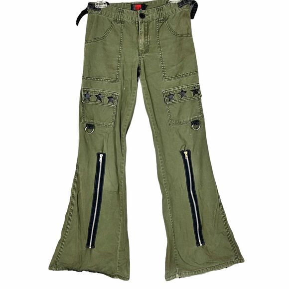 VTG Y2K Tripp NYC Daang Goodman OD Green Bondage Pants Sz